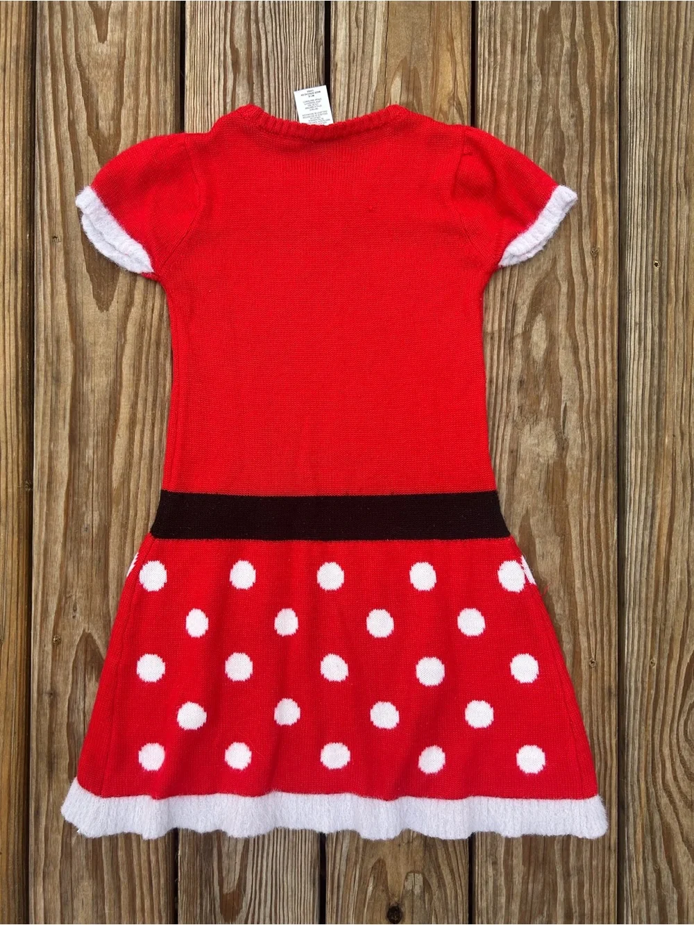 Girls 7/8 Medium Disney Minnie Mouse Polka Dot Sweater Dress HOLIDAY